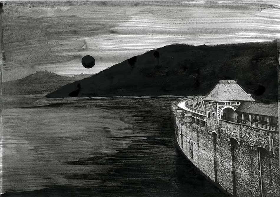 Sonne für Sander, indian ink on lasercopy, ca. 29 x 42 cm